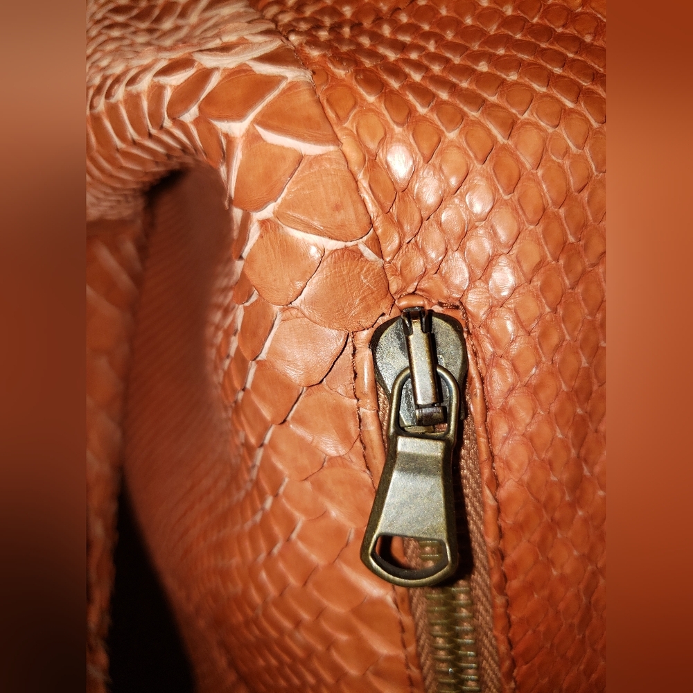 Sollecttic Genuine Python Snakeskin Burnt Orange … - image 5